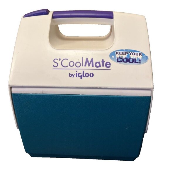 Igloo Other - IGLOO S'COOL MATE COOLER Teal & White Body Purple Accent USA EUC VTG 90s